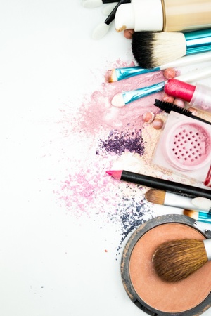 makeup set isolated on white backgroundの写真素材