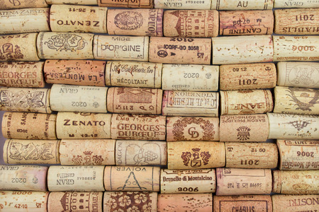 Background of Various Used Wine Corks close upのeditorial素材