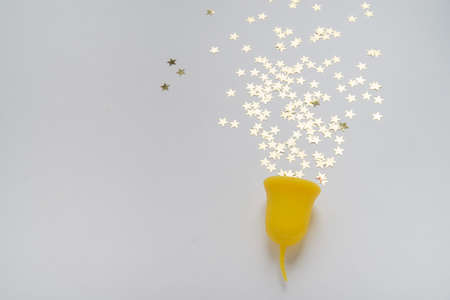 concept of using reusable menstrual cup during woman periodsの写真素材