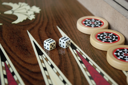 Backgammon table and dice