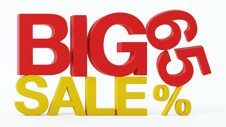3D rendering of a 65 Percent and Big Sale Text on Isolated Backgroundの写真素材