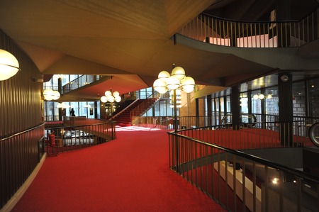 Regio Theater of Turin Interior view of corridors and stairs design by Carlo Mollinoのeditorial素材