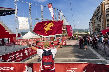 Turin Italy May 25 2017 Supporters of Torino Footbal Club celebrating the rebuild of glorious Philadelphia stadiumのeditorial素材