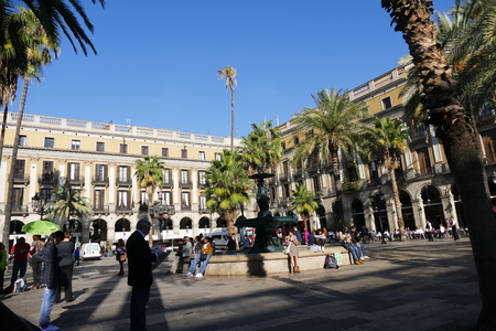 Barcelona Spain circa November 2016 Reial squareのeditorial素材