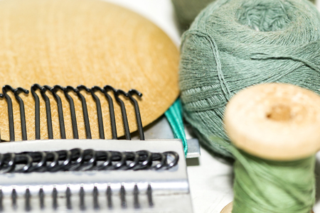 darning machine, thread close-upの写真素材
