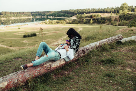 a man and woman who loved each otherの写真素材