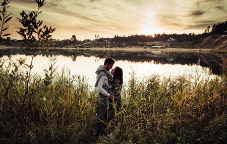 a man and woman who loved each otherの写真素材