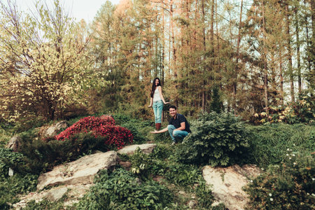 family of three peopleの写真素材