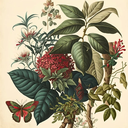 Lush botanical bouquetのイラスト素材