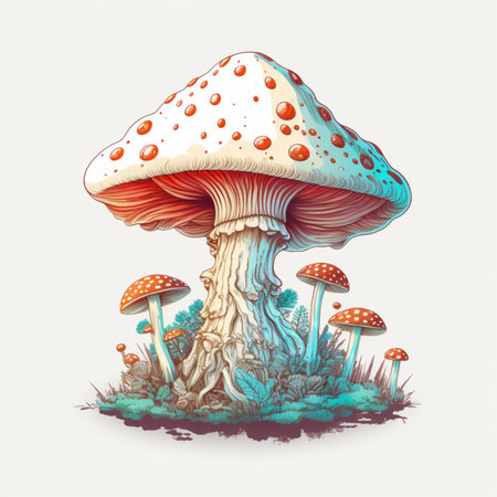 Amanita muscaria mushroom in the forest. Vector illustrationの写真素材