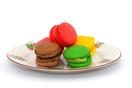 colorful macaroons dessert on  plateの写真素材