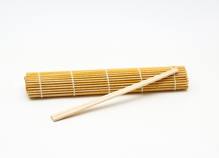 Bamboo mat and chopsticksの写真素材