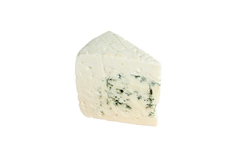 Piece gorgonzola cheese isolated on white の写真素材