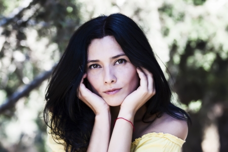 Closeup portrait of a  womanの写真素材