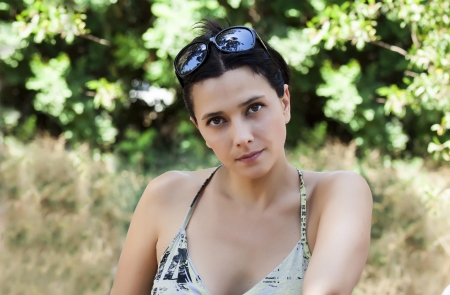 Closeup portrait of a  womanの写真素材