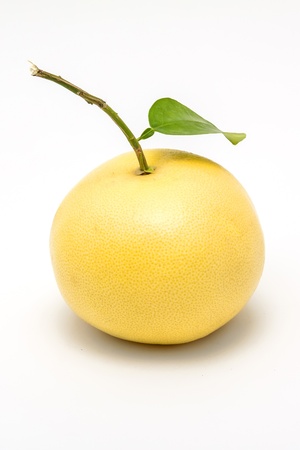 fresh yellow pomelo on white backgroundの写真素材