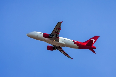 TEL AVIV, ISRAEL - JULY 12: Airbus A320 Sky Airline (Air Malta) taking off from  the Ben Gurion International Airport  on July 12, 2013  in Tel Aviv, Israel. It seats 150 passengers.のeditorial素材