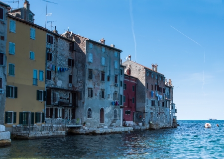 The Pier and the City of Rovinj , Croatiaの写真素材
