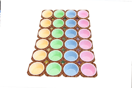 Cupcake cases isolated on whiteの写真素材