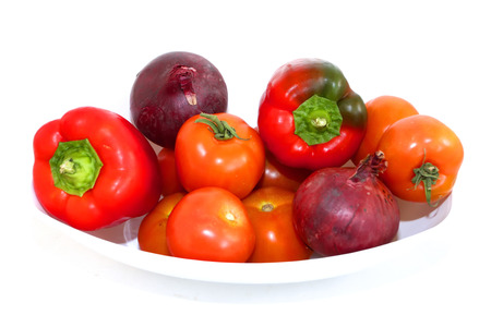 Composition with raw vegetables on whiteの写真素材