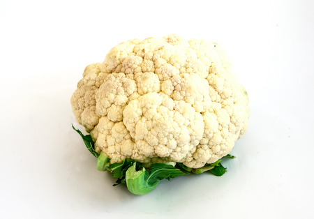 Fresh cauliflower on white backdroundの写真素材