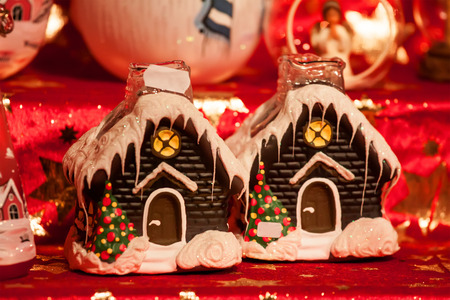 Christmas decorations on the marketの写真素材