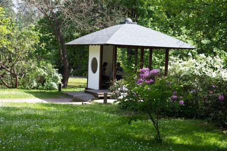 Traditional alcove in Japanese Park. Msocw Russia MAY 30 , 2018の写真素材