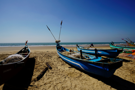 Fishing  boats in Gokarna .Maim beach.の写真素材