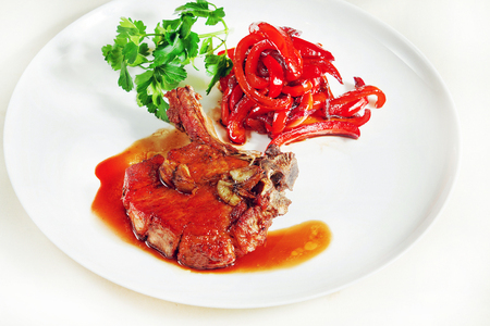 Lamb stew with red pepper.の写真素材
