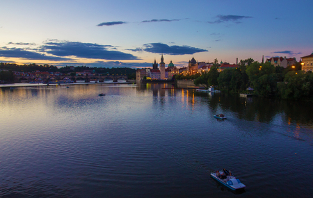 Beautiful  evening at Prague,Czech  and  river Vltavaの写真素材