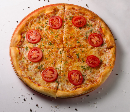 Classic pizza margarita - italian foodの写真素材