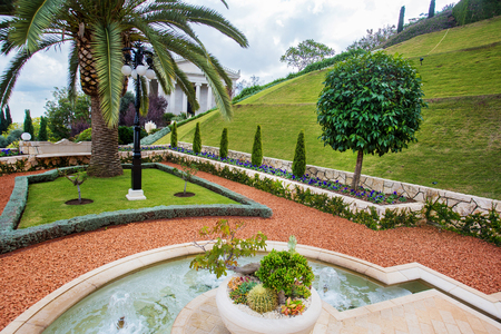 Garden of Bahai Religion in Haifa, Israel. Beautiful garden (Park) on the hillin Haifa, Israel. Beautiful garden (Park) on the hillの写真素材