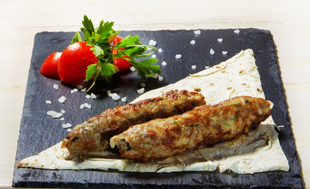lula kebab and bread tortillaの写真素材