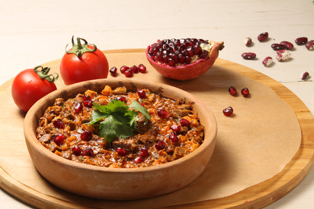 Lobio from beans with pomegranade grains.Vegetarian georgian dishの写真素材