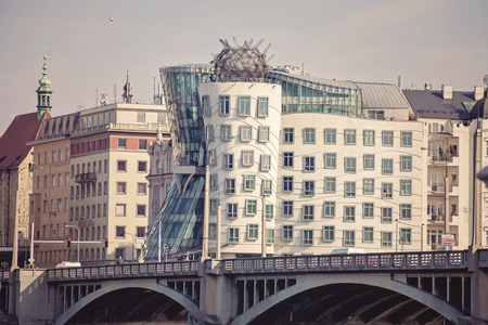 Prague, view on Dancing houseの写真素材
