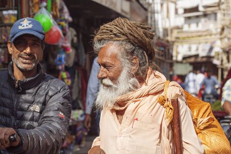 Mango Baba Sadhu holy man in Puskar city, India, 14 Feb, 2018のeditorial素材