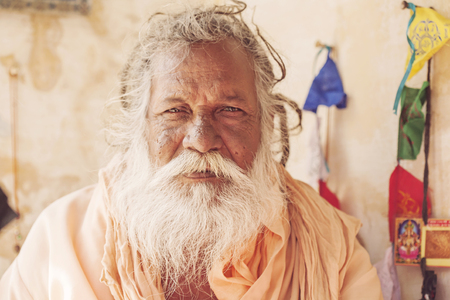 Mango Baba Sadhu holy man in Puskar city, India, 14 Feb, 2018のeditorial素材