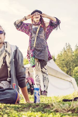 Young Girl Creator of popular Music Festival Funny Moon in Czech Republic, Europe, July 15, 2017のeditorial素材