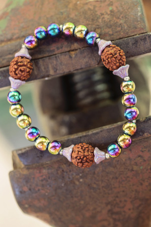 Natural stone bead braceletの写真素材
