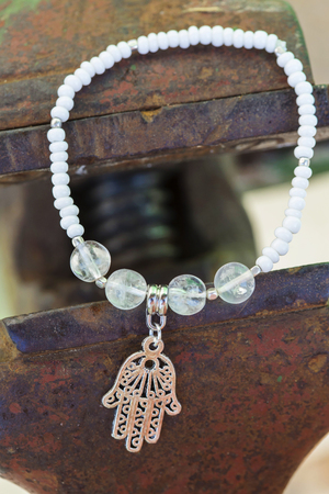 Female bracelet with natural stone beadsの写真素材