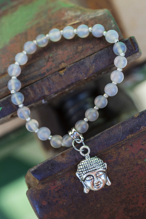 Female bracelet with natural stone beadsの写真素材