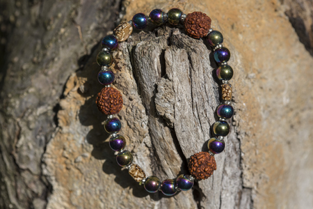 Female bracelet with natural stone beadsの写真素材