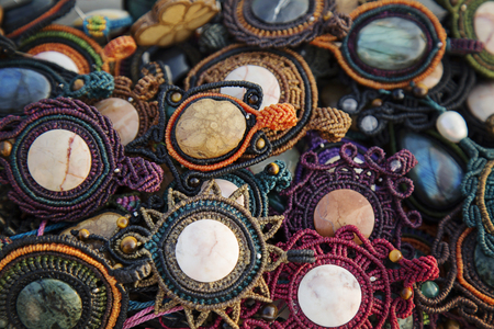 collection of natural stone handmade pendantsの写真素材