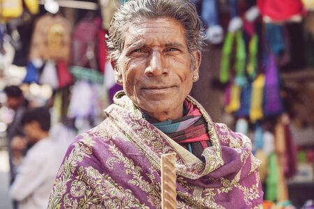 Udaipur city, Rajasthan, India, February 9, 2018: Indian male seller at Udaipur city marketのeditorial素材