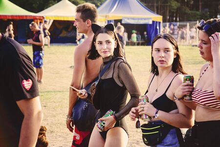 KostrzynÂ nad Odra, Poland, August 4, 2018, Woodstock Poland Rock festival celebrating visitorsのeditorial素材