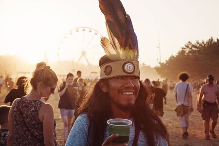 KostrzynÂ nad Odra, Poland, August 4, 2018, Woodstock Poland Rock festival visitor