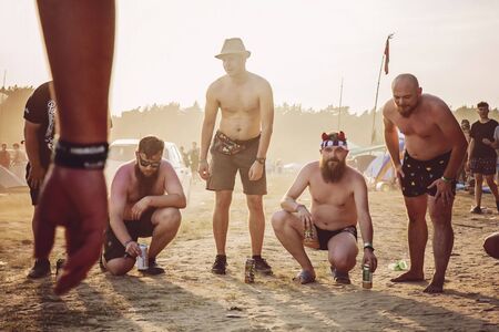 KostrzynÂ nad Odra, Poland, August 4, 2018, Woodstock Poland Rock festival visitors having funのeditorial素材