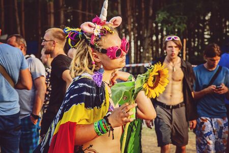 KostrzynÂ nad Odra, Poland, August 4, 2018, Woodstock Poland Rock festival celebrating visitorのeditorial素材