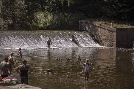 RATIBORICE, CZECH REPUBLIC- August 7, 2018: Viktorka sluice on Upa, Ratiborice by Ceska Skalice. Place connected with famous Bozena Nemcova writer and her book Babicka - Grandmother - national cultural landmark.のeditorial素材