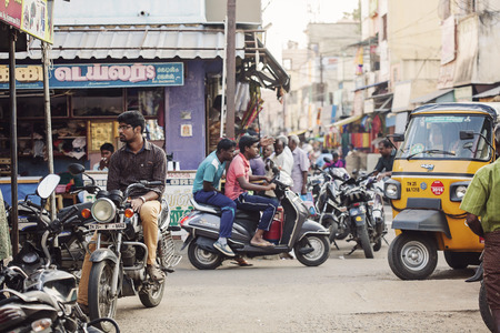 Udaipur, Rajasthan, India, January 31, 2018: Traffic infront of vegetable marketのeditorial素材